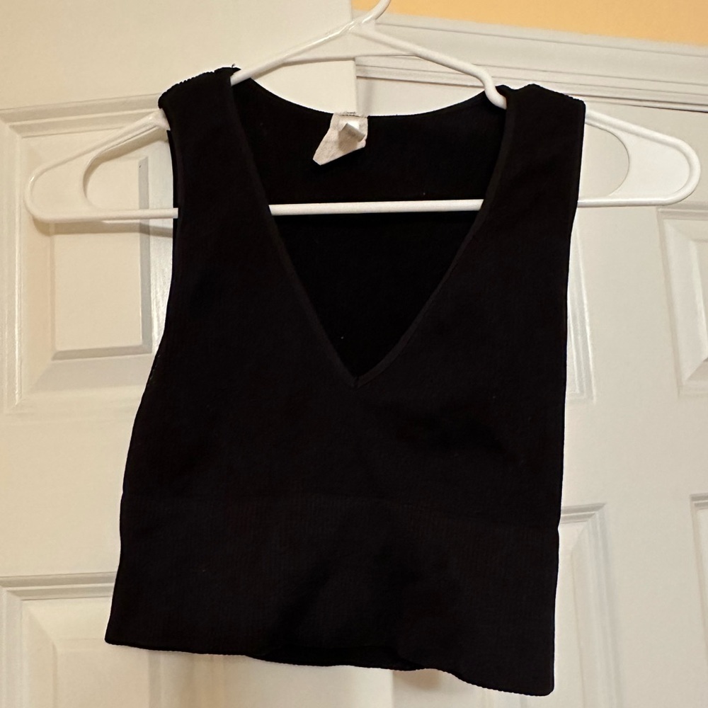 Deep v nylon tank top